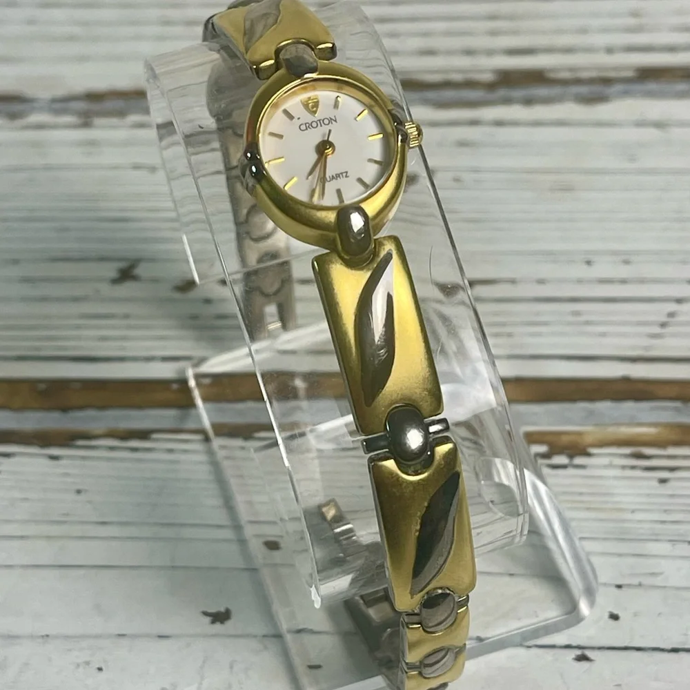NEW BATTERY Vintage 90's Croton Ladies Watch Two-tone Gold Silver Japan Movement